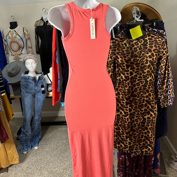 Peach color maxi dress - Picture 1 of 5